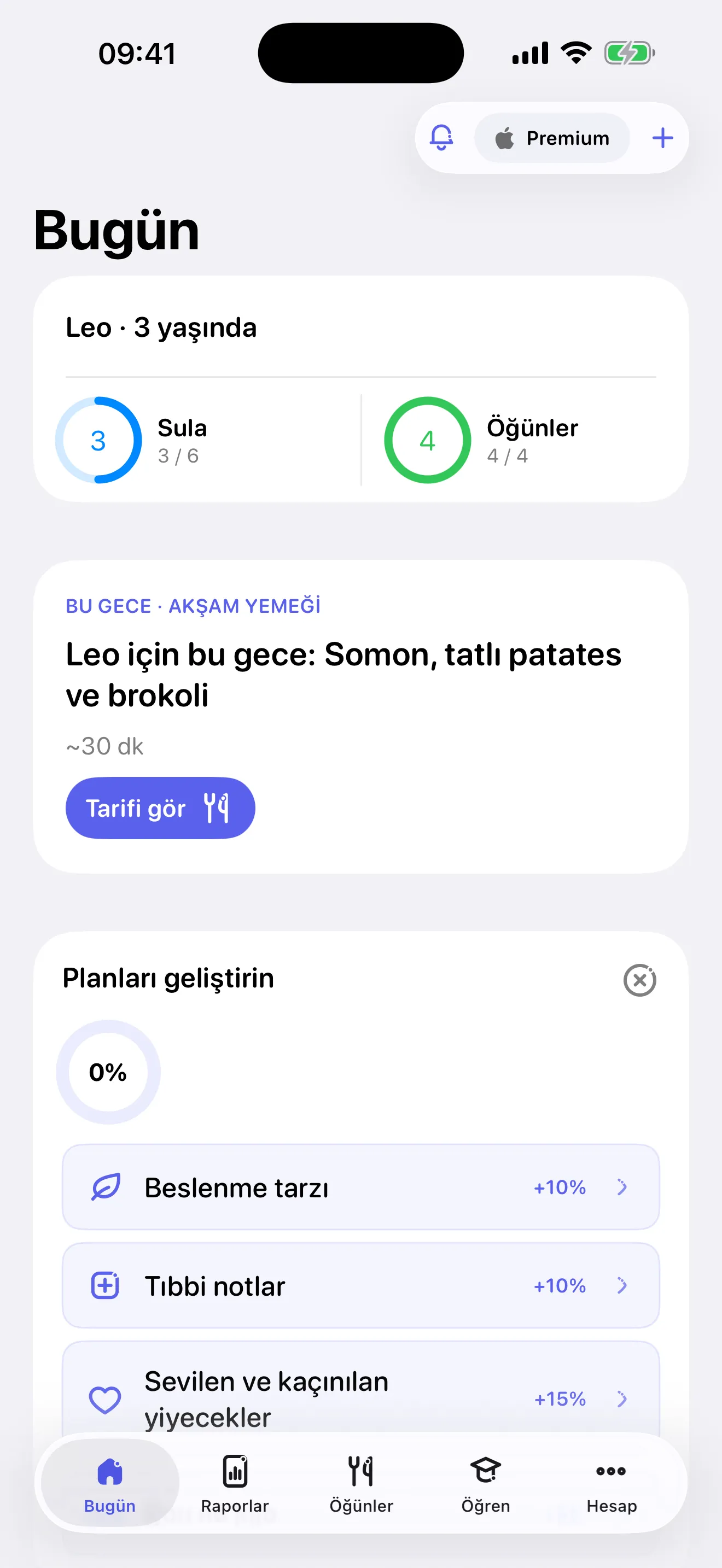 Miriel Bugün ekranı: 3 yaşındaki bir çocuk için bu akşamın yemek fikri