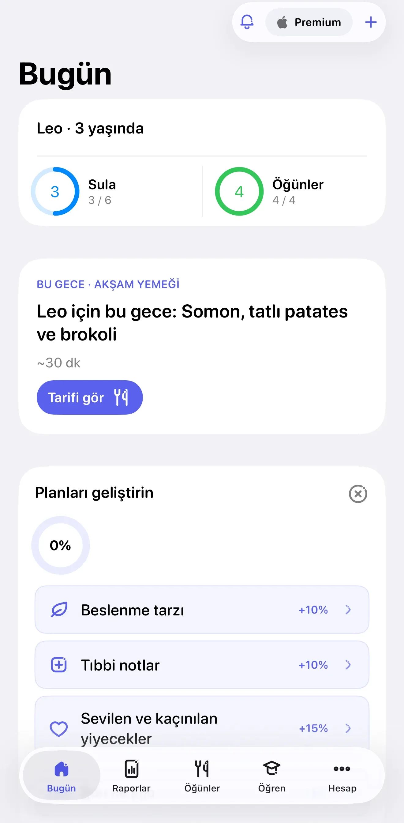 Miriel’in Bugün ekranı: 3 yaşındaki bir çocuk için bu akşamın yemek fikri