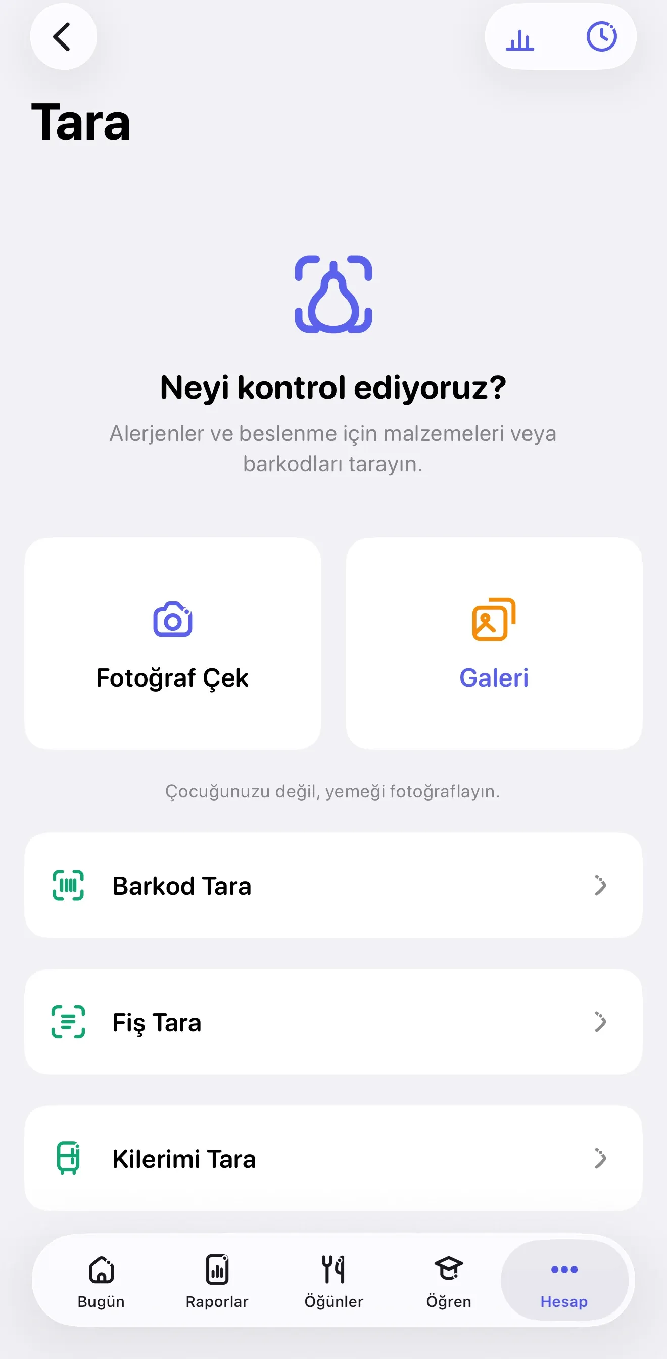 Miriel’in tarama ekranı: etiket veya barkod kontrolü