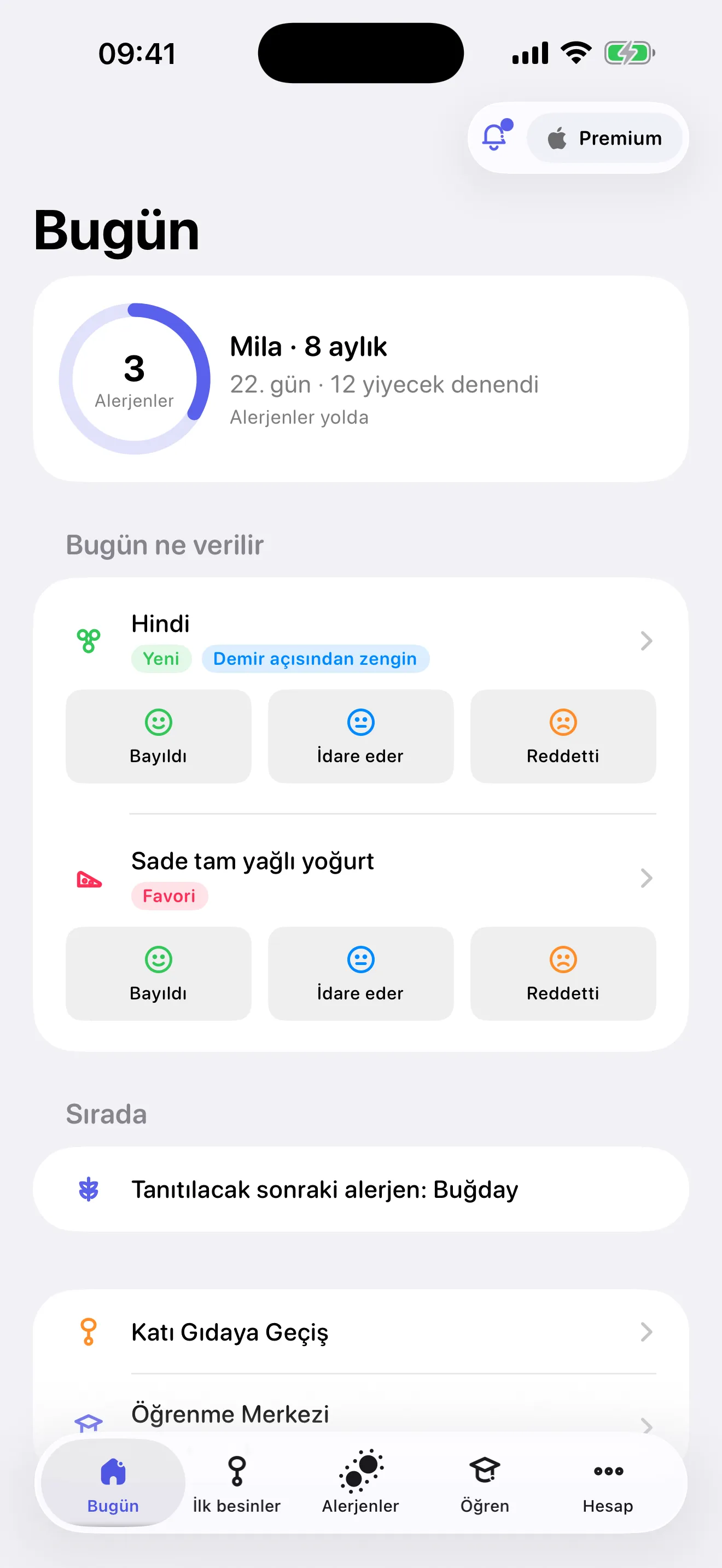 Miriel Bugün ekranı: 8 aylık bebek için bugün verilecek besinler